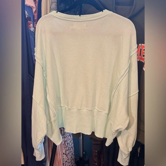 Free People We The Free Camden Cropped Sweatshirt - mint julep - Medium - NWOT - Picture 7 of 9